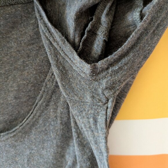 AllSaints Dark Grey Brown Scoop Neck Shirt Layering Worn Distressed Grunge 6 - Picture 7 of 11